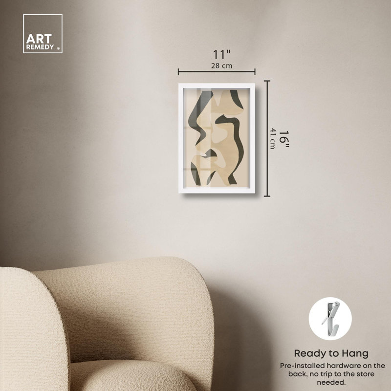 Décoration murale moderne Shapes of Sage I Shadowbox Print par Art Remedy, H 16 po x l 11 po, Blanc
