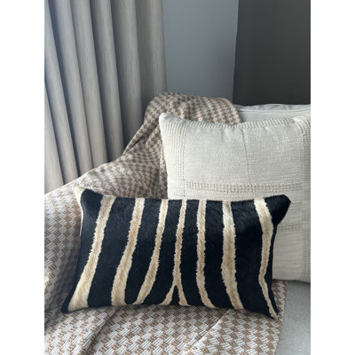 Lumbar Zebra Print Cowhide Pillow Case