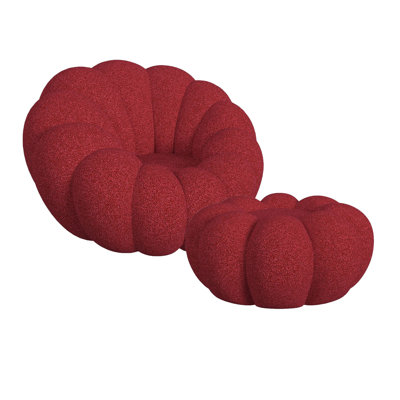 Pumpkin Swivel Chair and Ottoman in Grey by Trule