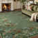Floral Vintage Washable Dusty Green Area Rug with Non Slip Backing - Thin Durable Carpet for Living Room, Bedroom, Dining Room or Office Decor