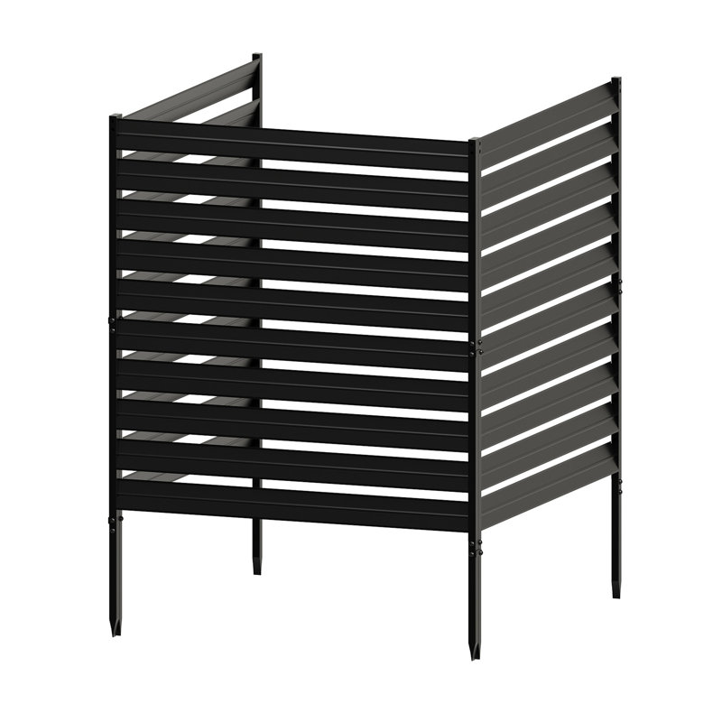 Écran d'intimité pour climatiseur pour clôture à air - boîtier de climatiseur à persiennes en métal à 3 panneaux, H 48 po x l 38 po