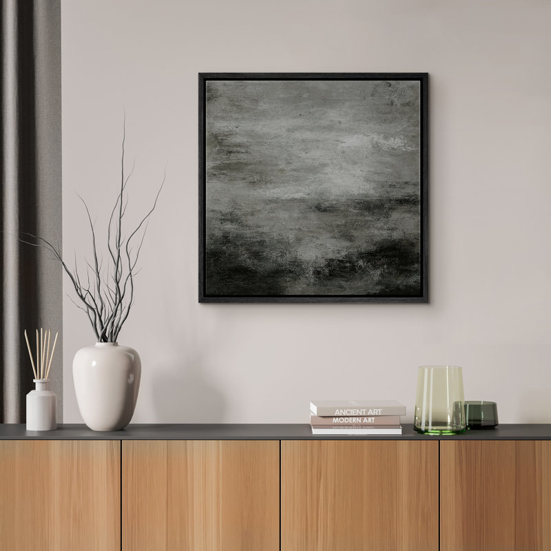 Abstrait paysage mural, impression sur toile encadrée, décoration murale de chambre à coucher, Noir, H 16 po x l 16 po