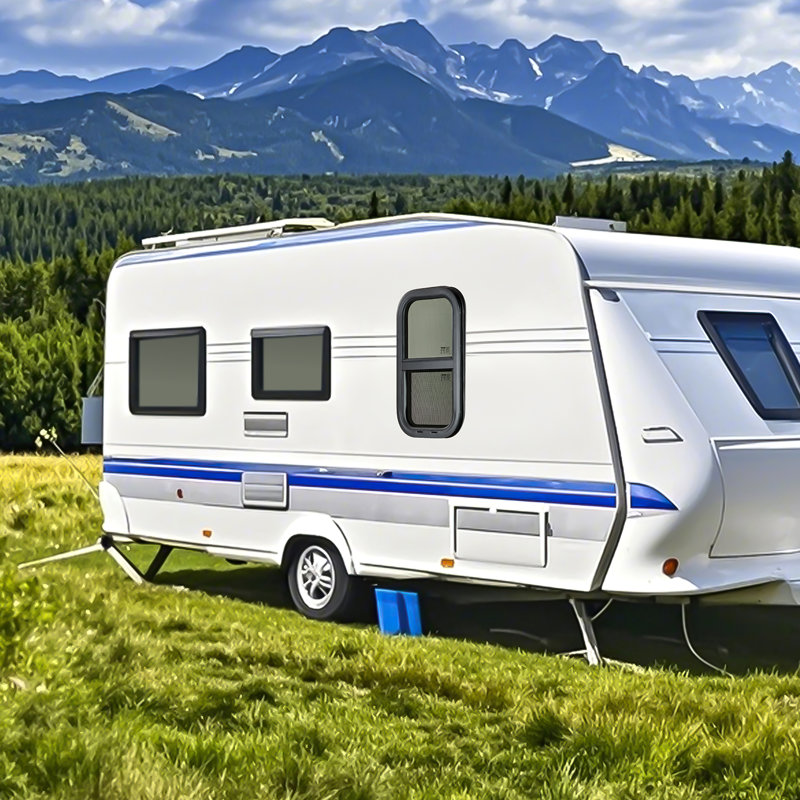 Vertical RV Window Tinted Sliding RV Window & Net Screen Trim Ring, 1.30"H x 13.70"W x 23.70"D