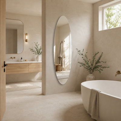 Miroir mural 65 po x 24 po ovale pleine longueur, mural pour entrée, chambre à coucher, salon et salon