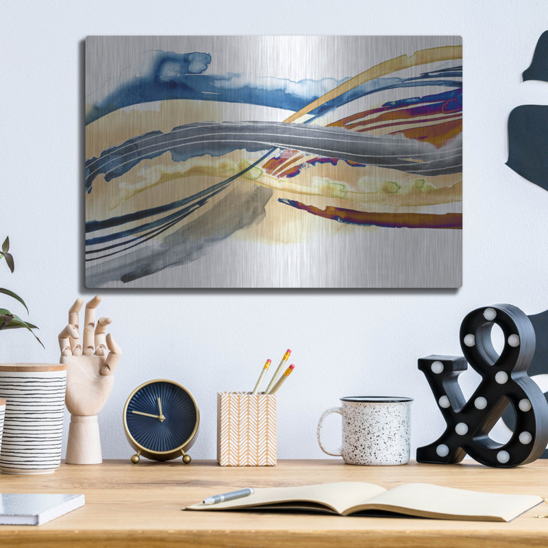 «Soundwaves II» par Grace Popp, verre d'art mural en métal, H 12 po x l 16 po