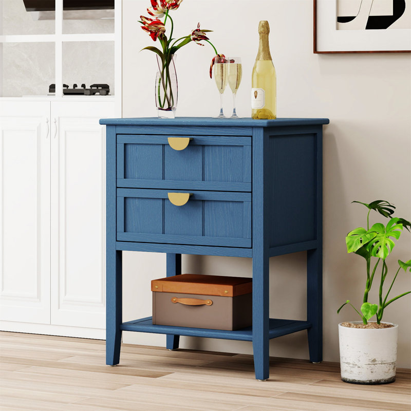 Table d'appoint 2 tiroirs, Bleu