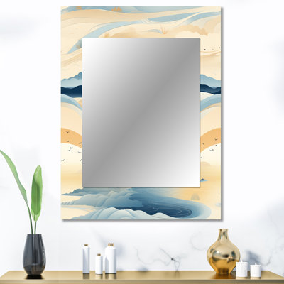 «Bastiano Coastal Landscape Minimal In Blue - boho», miroir mural