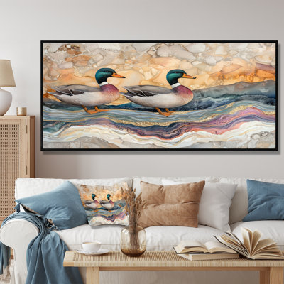 «Dorin Ducks Family At The Lake Landscape IV - Duck», art mural
