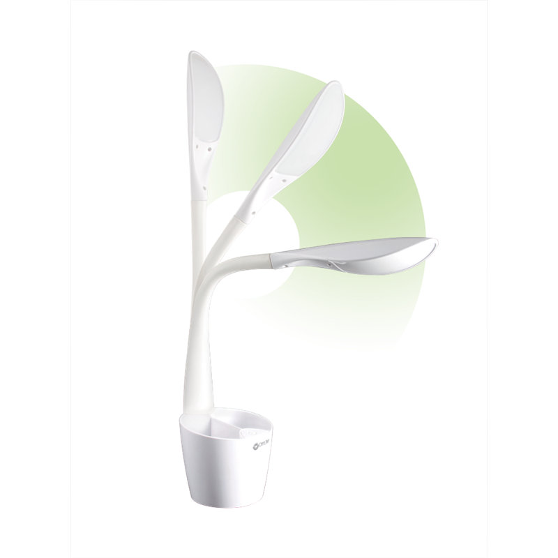 White Adjustable LED Desk Lamp with Touch Controls and Organizer
