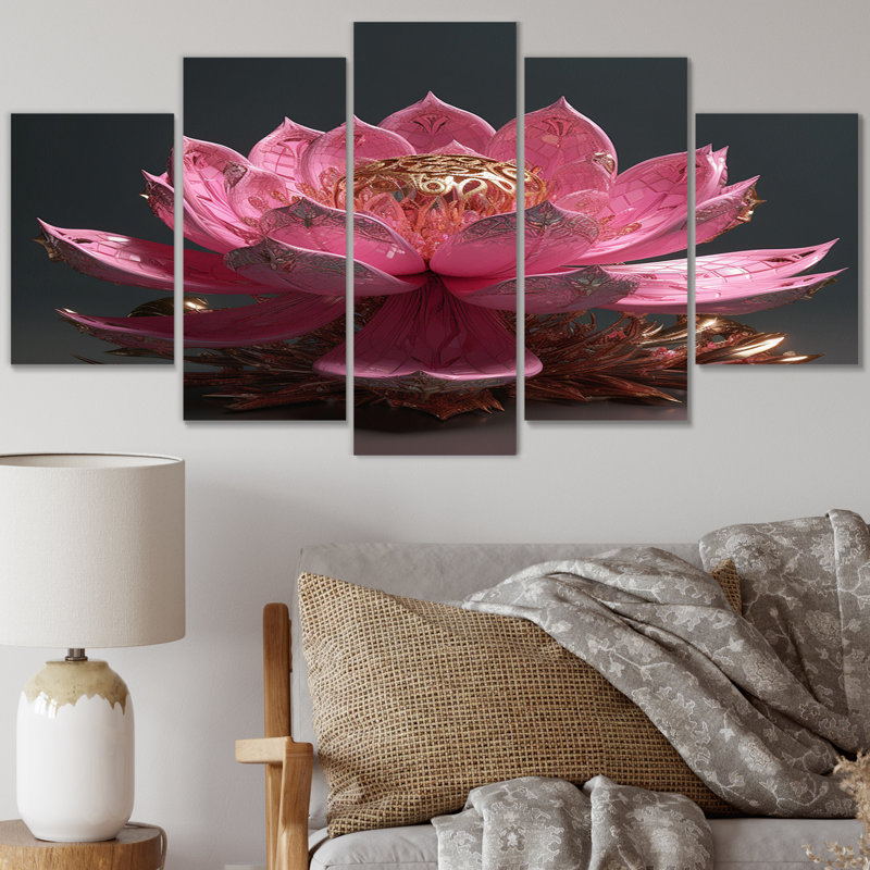 Asya - Lotus Wall Art Print - 5 Panels