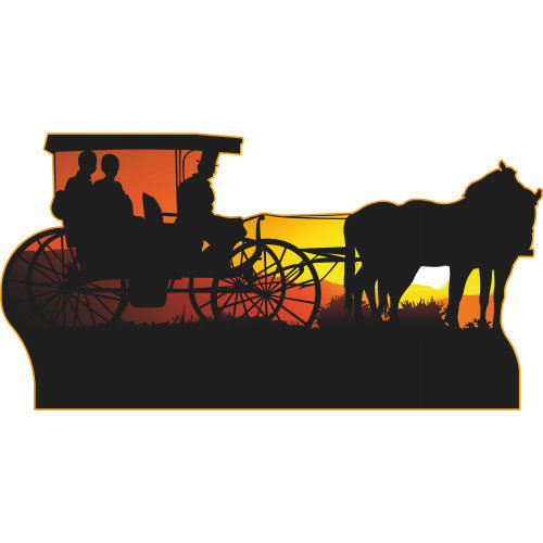SP13387 Western Horse Drawn Carriage Sunset Silhouette Cardboard Cutout Standee Standup