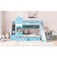 Lit superposé simple au-dessus d'un lit simple de style château avec 2 tiroirs et 3 glissières-347649566