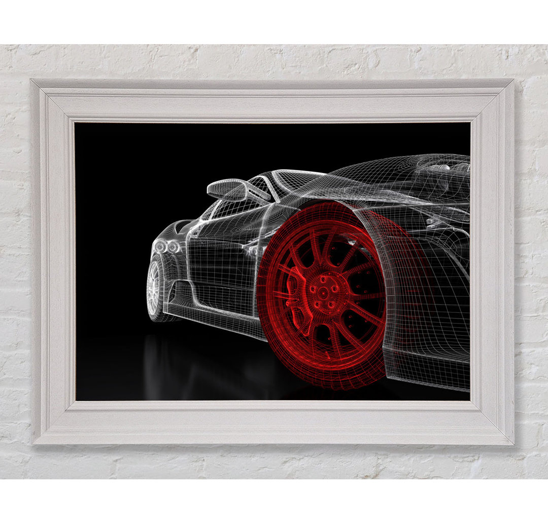 Wireframe Ferrari 1 Gerahmter Druck