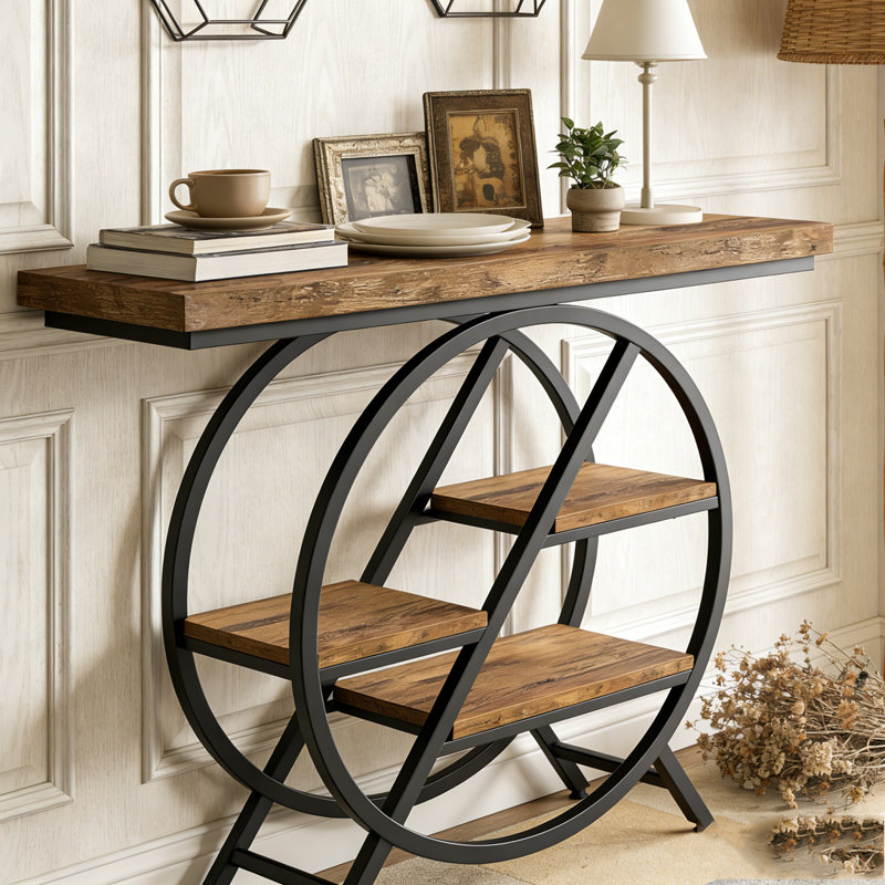 4-Tier Entryway Table with Geometric Metal Frame