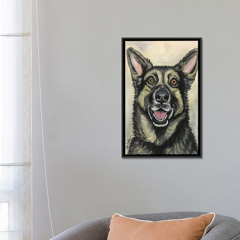 « german berger on crème », impression sur toile, H 26 po x l 18 po x P 1,5 po, Toile avec cadre noir