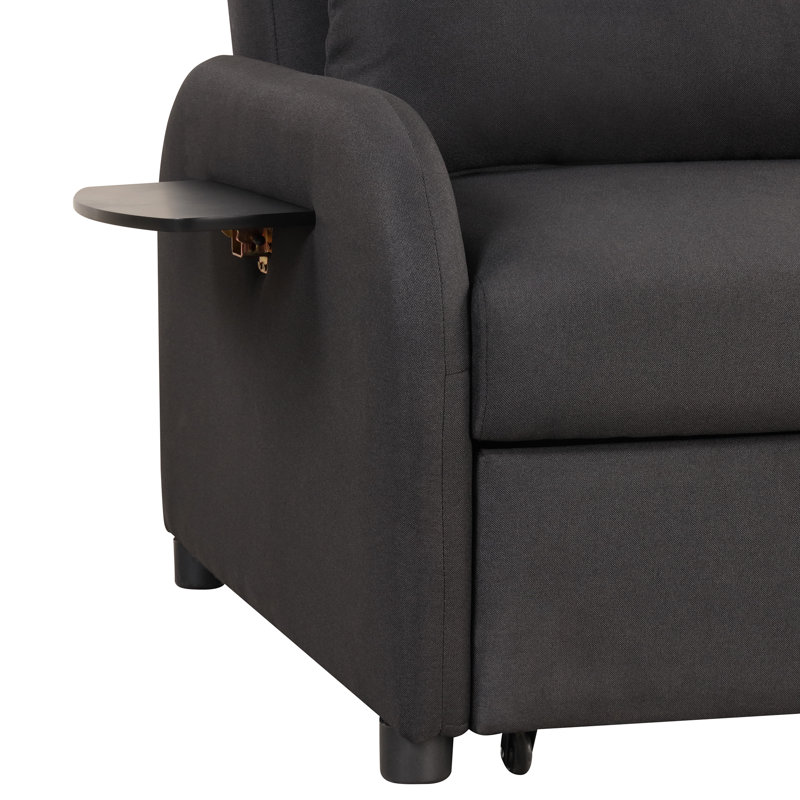 Fauteuil d'appoint 3 en 1 avec portique et tables à oreilles Oakley, Lin noir