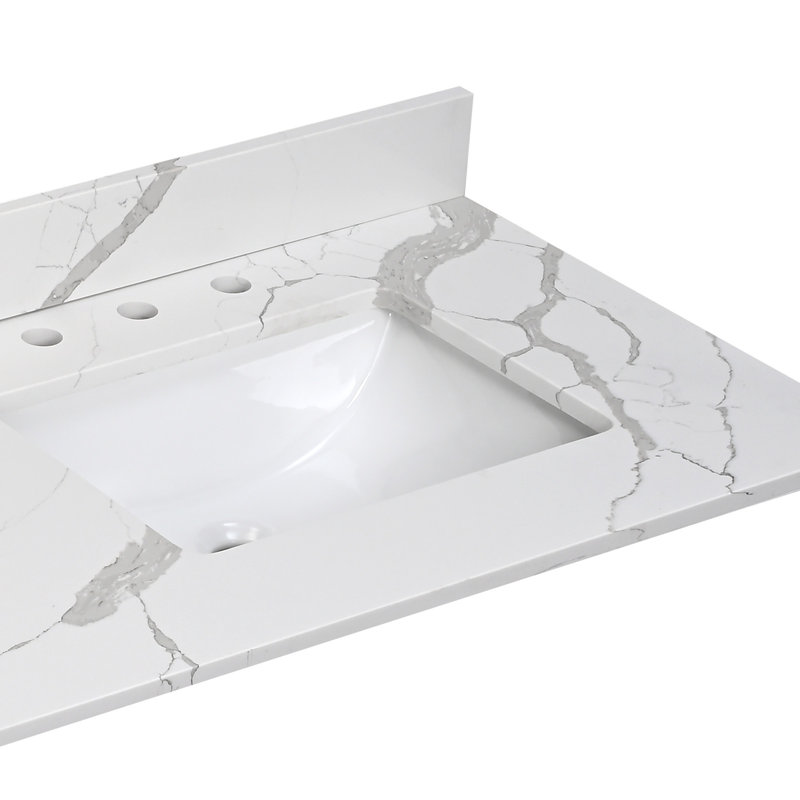 72" Quartz Double Bathroom Vanity Top with Sink（No Cabinet)