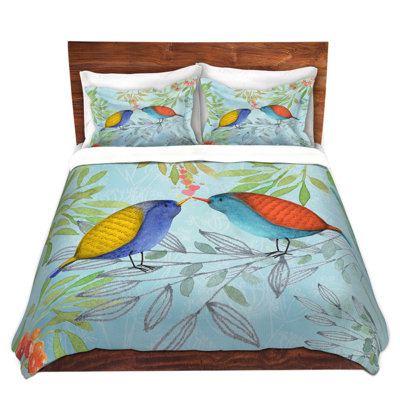 Ensemble de housse de couette simple DiaNoche en microfibre par Tina Lavoie - Morning Kiss