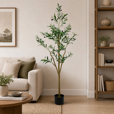 59.06 inch Artificial Olive Tree with Black Planter