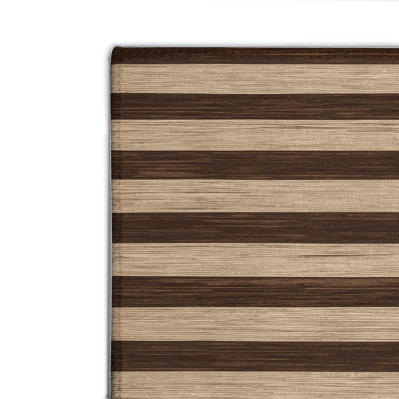 Tapis intérieur / extérieur brun HorizontalStripes, Rectangulaire 8 pi x 10 pi