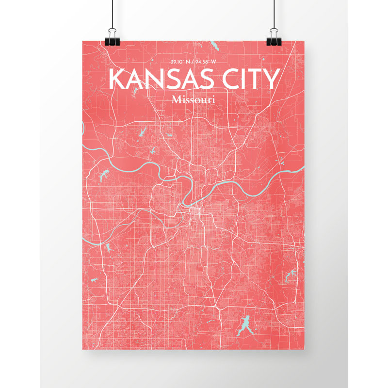 Kansas City Map - No Frame Print, 61cm H x 45.7cm W x 0.1cm D