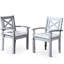 2 chaises de salle à manger d'extérieur en bois massif de couleur gris argenté pour un repas élégant en 2 avec un confort d'assise large