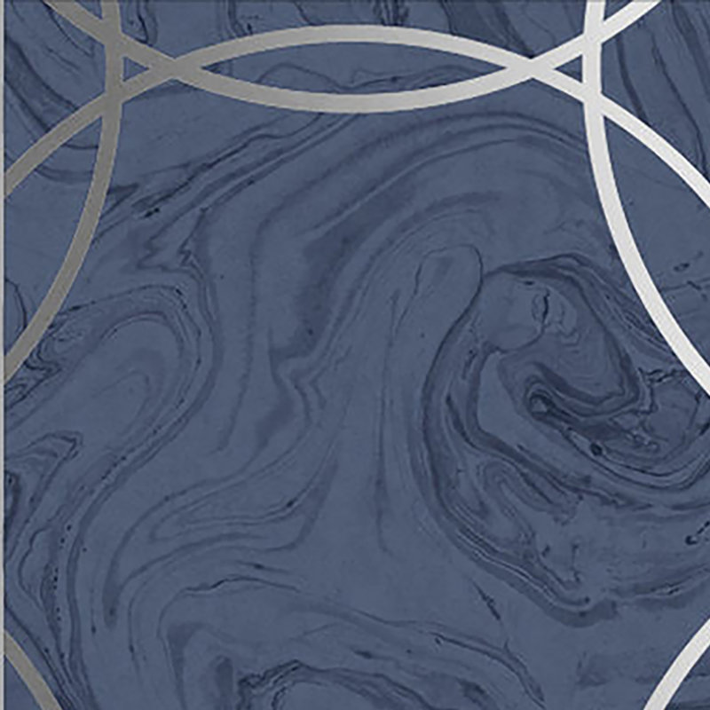 Aqueous Geometric Metallic Wallpaper Roll, Cobalt