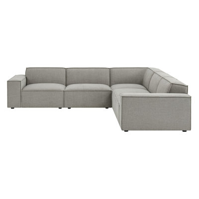 Restore 5-Piece Performance Fabric Upholstered Modular L-Shaped Sofa In Pewter