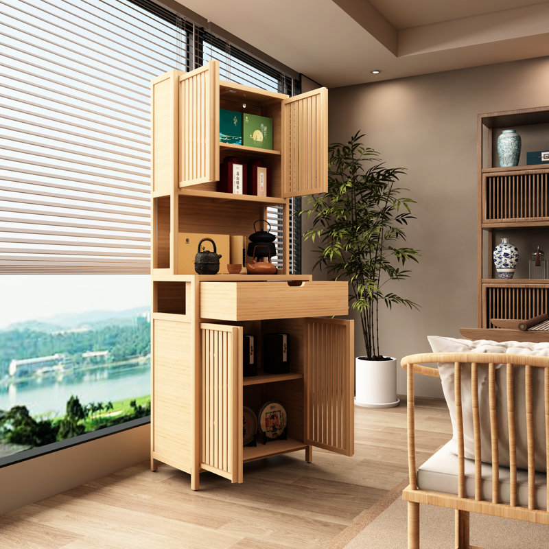 Armoire à thé naturel, rangement à 1 ou 2 tiroirs, look rustique, maison et salle de bain, 73,9 po Hauteur, 27,42 po de profondeur, 15,3 po de largeur avec tiroirs, pour décor de salle de bain, X po, 57,69 lb