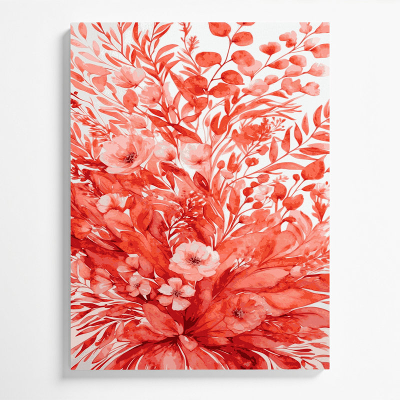 Aquarelle, art floral sur toile rose 90, 11" H x 14" W