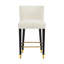 Tabouret de bar moderne en tissu avec repose-pieds circulaire au fini doré, design sophistiqué et luxueux-341880167