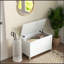Coffre de rangement 29,9 po avec 2 charnières de sécurité, boîte en bois, blanc