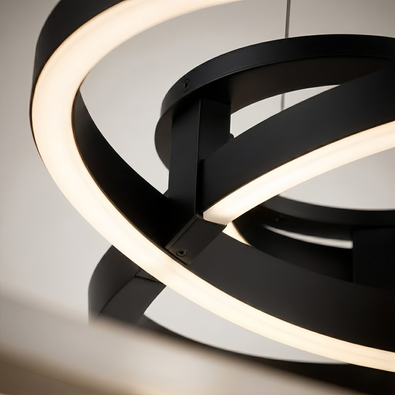 Arlyss 23.2" W 3-Light Integrated LED Semi Flush Mount, Matte Black