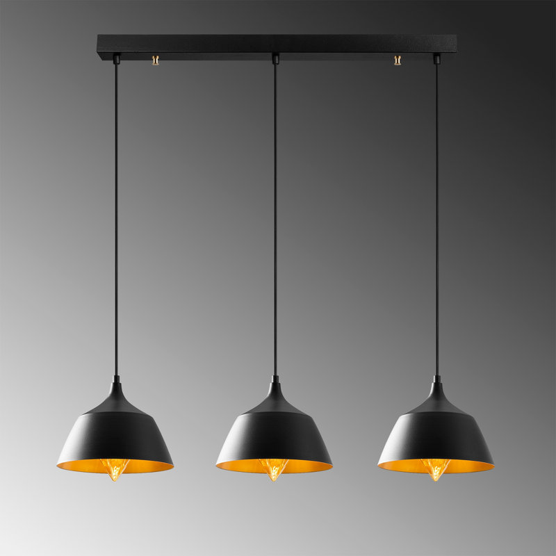 Luminaire suspendu en dôme pour îlot de cuisine 3 lumières Haverford
