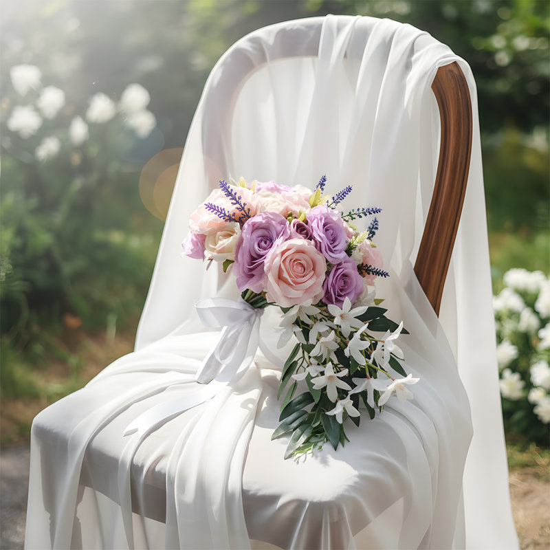 Bouquet de mariée 15,7 pouces, Mauve
