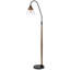 Lampe sur pied, abat-jour en verre bullé, bois industriel avec détails en corde, noir 71 po