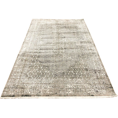 7x10 White and Gray Turkish Antep Rug