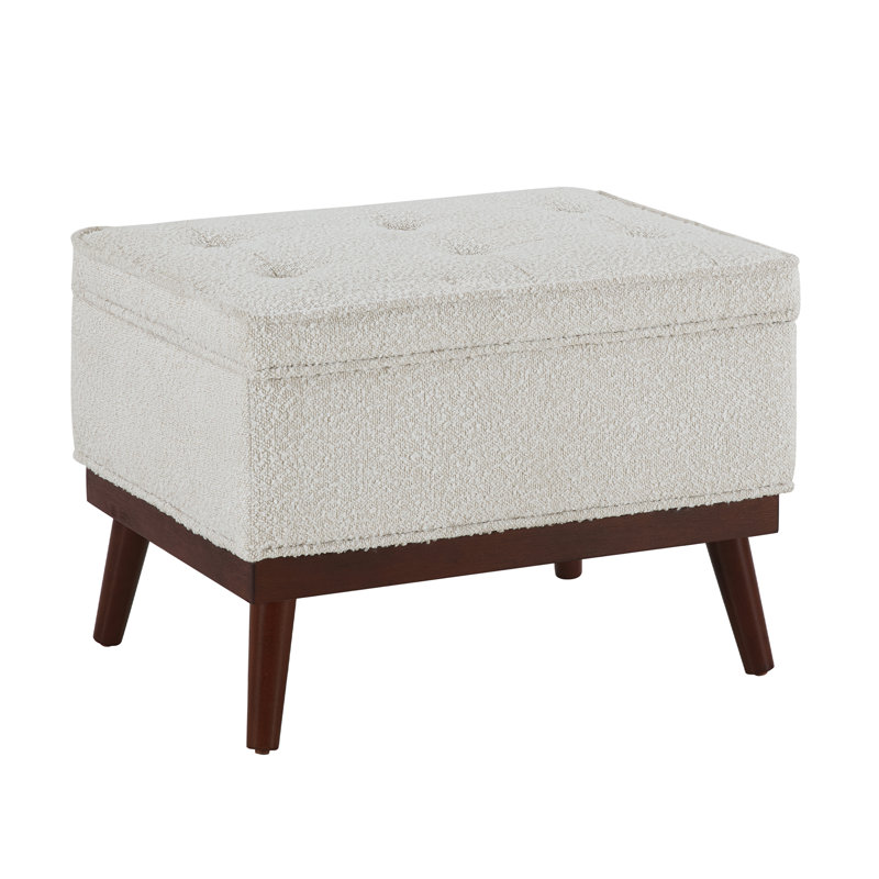 Luciano Mid Century Storage Ottoman, Oatmeal