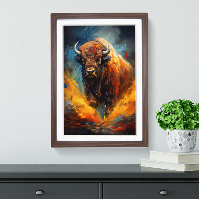 Bison Gestural Art - Framed Print