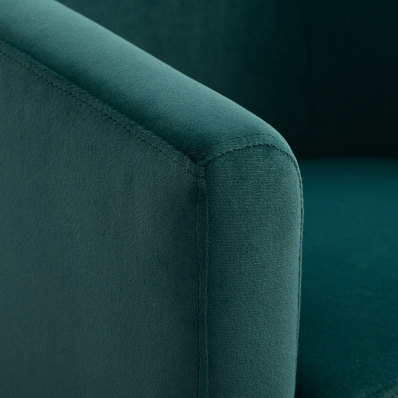 Fauteuil pivotant à 360 degrés, tissu Pu de 27,69 po de largeur, structure intérieure en bois massif avec accoudoirs inclinés incurvés et doux au toucher, capacité de charge de 220 lb, coussin de siège rembourré en éponge élastique et stable