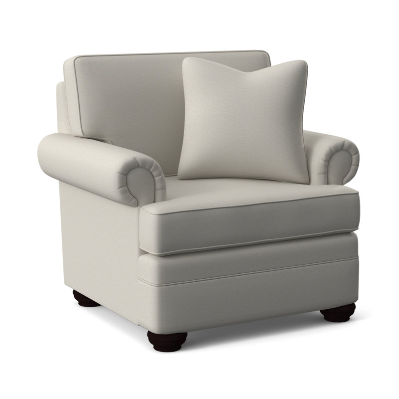 Bradbury Armchair, White Performance Fabric; 0851-94, Java Finish