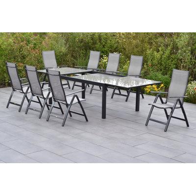 Mariah 8 - Person Patio Dining Set with Extendable Rectangular Table