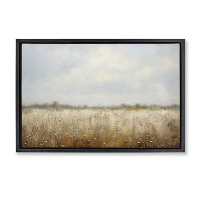 Soft Daisy Field Framed Floater Canvas by Roozbeh Bahramali