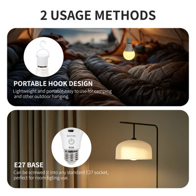 Ampoule 2W RVB rechargeable avec changement de couleur de la télécommande