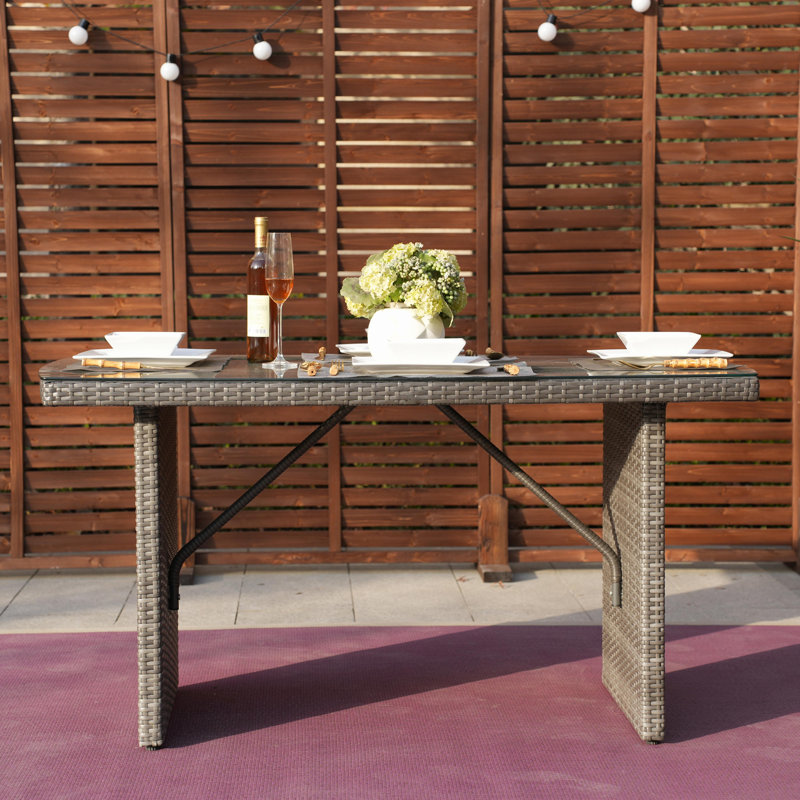 Rectangular Glass Outdoor Dining Table, Gray