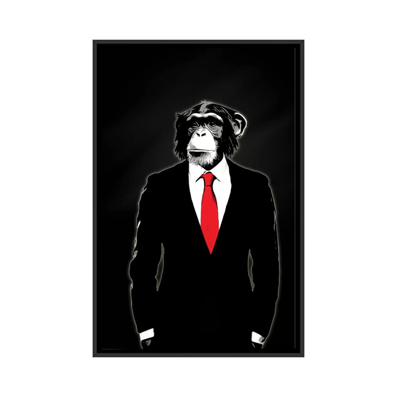 " Domesticated Monkey " by Nicklas Gustafsson, 26" H x 18" W x 1.5" D, Black Framed Canvas, No Mat