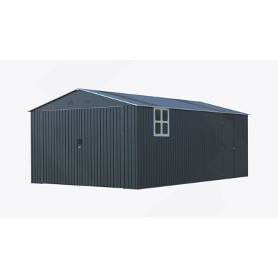 Upgraded 13X20ft Outdoor Storage Shed, Large Metal Garage Shed With Two Windows And Two Translucent Panels For Car, Truck, Bike, Lawnmower, Backyard Tool