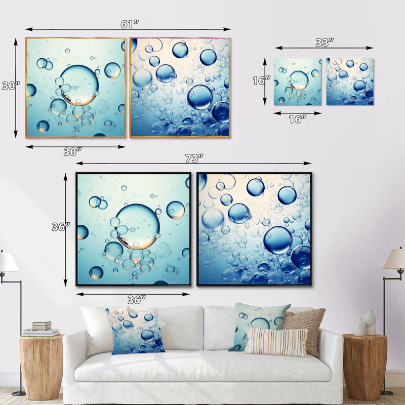 2 Pieces - Ferments Bubble Fantasy, 30" H x 61" W, Wrapped Canvas