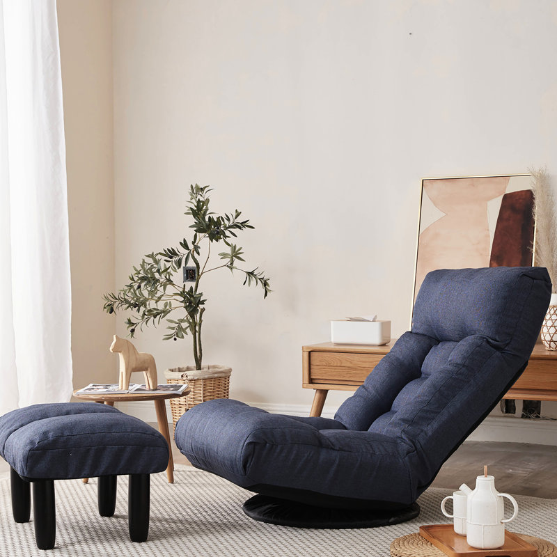 Chaise de plancher inclinable avec structure en métal, rotation à 360 degrés - pour relaxer 3 fonctions de réglage bleu marine, poids de 28,54 lb à la maison