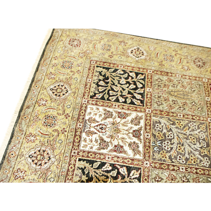 Hand Knotted Wool Area Rug in Multi And Gold